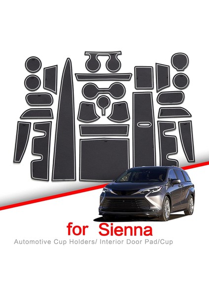 Araba Kaymaz Kapı Yuvası Fincan Altlığı Iç Aksesuarları Kauçuk Kapı Yuvası Kaymaz Mat Toyota Sienna 2021 2022 Için Beyaz (Yurt Dışından)