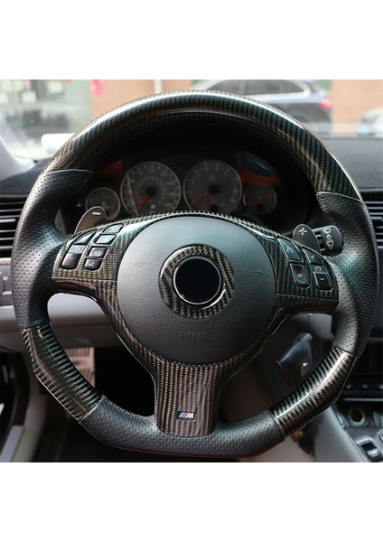 Karbon Fiber Araba Direksiyon Merkezi Kapak Çıkartmalar Bmw-3 Serisi E46 323I 328I 330I 325I 1997-2004 (Yurt Dışından) fırsatları