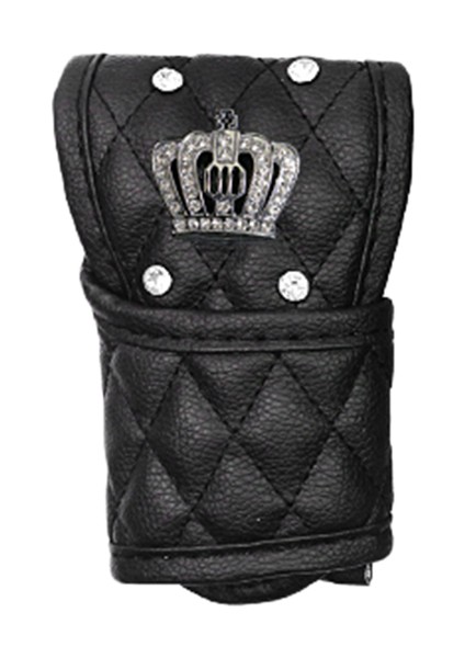 Pu Deri Araba Vites Kapağı Kaymaz Deri Araba Vites Topuzu Kapağı Bling Crown ile (Yurt Dışından)