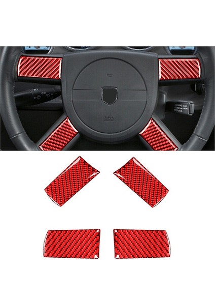 Dodge Challenger 2008 2009 2010 Için Araba Aksesuarları Karbon Fiber Direksiyon Düğmesi Accent Ayar Kapağı Etiket, Kırmızı (Yurt Dışından)