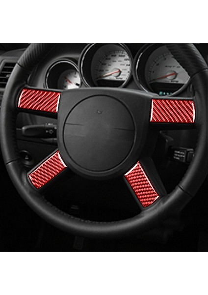 Dodge Challenger 2008 2009 2010 Için Araba Aksesuarları Karbon Fiber Direksiyon Düğmesi Accent Ayar Kapağı Etiket, Kırmızı (Yurt Dışından) modelleri