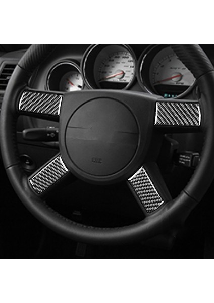 Dodge Challenger 2008 2009 2010 Için Araba Aksesuarları Karbon Fiber Direksiyon Düğmesi Accent Ayar Kapağı Etiket, Kırmızı (Yurt Dışından) indirimleri