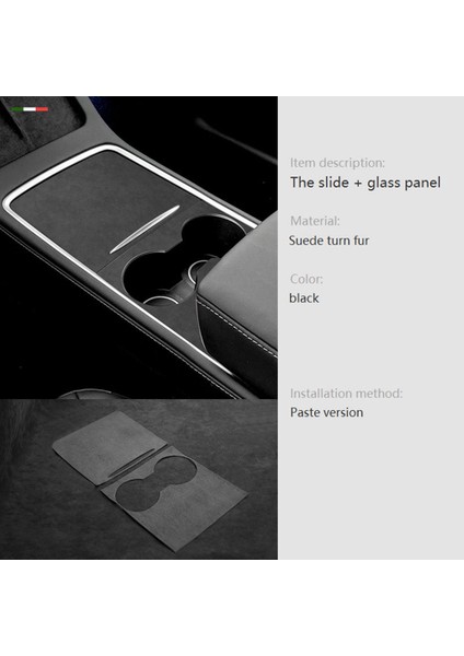 Tesla Model3-Y Süet Flip Kürk Su Bardağı Paneli Etiket Merkezi Kontrol Shifter Paneli Koruma Yaması (Yurt Dışından)