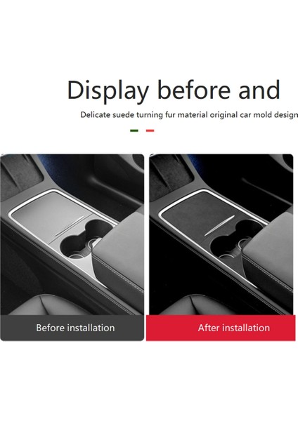 Tesla Model3-Y Süet Flip Kürk Su Bardağı Paneli Etiket Merkezi Kontrol Shifter Paneli Koruma Yaması (Yurt Dışından)