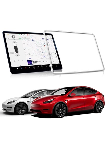 Tesla Model 3 Model Y Aksesuarları Için Ekran Koruyucu Çerçeve 2017-2023 Silikon Merkezi Konsol Dekor Koruma, Beyaz (Yurt Dışından) indirimleri