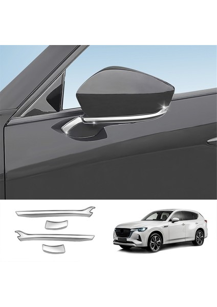 Araba Parlak Gümüş Dikiz Aynası Dekoratif Çıkartmalar Mazda Cx-60 2022 2023 Araba Aksesuarları Rhd (Yurt Dışından)