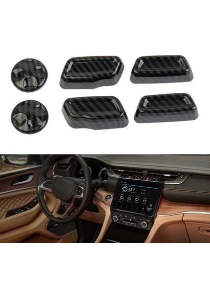 Araba Karbon Fiber Koltuk Ayar Düğmeleri Çıkartmaları Dekorasyon Kapak Trim Jeep Grand Cherokee 2021 2022 Için (Yurt Dışından)