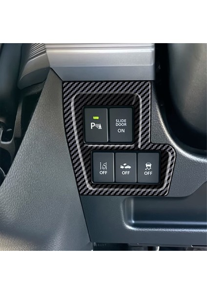 Karbon Fiber Araba Ön Sol Çok Fonksiyonlu Düğme Çerçeve Paneli Trim Krom Çerçeve Etiket Suzuki Spacia 2017-2022 Için Rhd (Yurt Dışından) modelleri