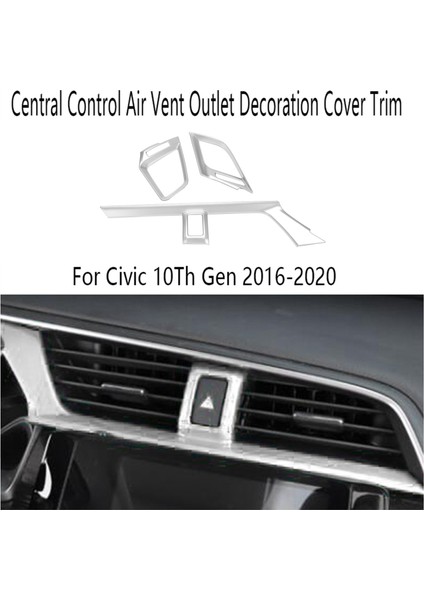Araba Merkezi Kontrol Hava Firar Çıkışı Dekorasyon Kapak Trim Etiket Honda Civic 10TH Gen 2016-2020 Gümüş (Yurt Dışından)
