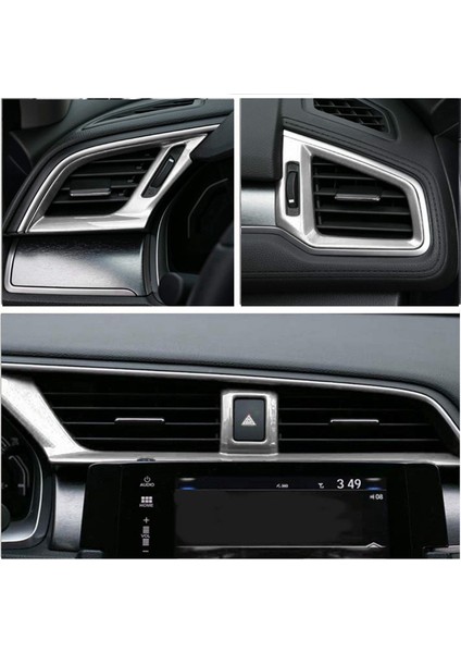 Araba Merkezi Kontrol Hava Firar Çıkışı Dekorasyon Kapak Trim Etiket Honda Civic 10TH Gen 2016-2020 Gümüş (Yurt Dışından)