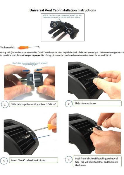 Ön Sol/sağ Hava Firar Çıkışı Sekme Klipleri, Toyota Corolla 2009-2013 Için Ac Havalandırma Ayarı Toka Tamir Kiti (Yurt Dışından) fiyatları