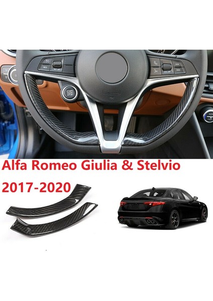 2 Adet Araba Iç Direksiyon Karbon Fiber Dekoratif Dekor Kapak Trim Için Alfa Romeo Stelvio/giulia 2016-2018 (Yurt Dışından)