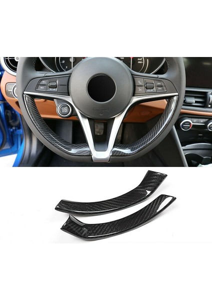 2 Adet Araba Iç Direksiyon Karbon Fiber Dekoratif Dekor Kapak Trim Için Alfa Romeo Stelvio/giulia 2016-2018 (Yurt Dışından)