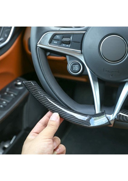 2 Adet Araba Iç Direksiyon Karbon Fiber Dekoratif Dekor Kapak Trim Için Alfa Romeo Stelvio/giulia 2016-2018 (Yurt Dışından)