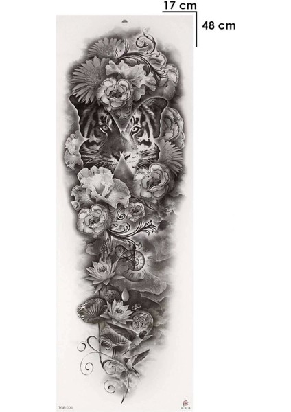 Geçici Kaplan ve Çiçek Kol Dövme Tattoo