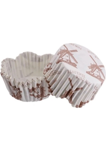 Cupcake Kalıbı Pet Kapsül Dalgalı Ruzgar Türübünü Desenli Kek Kalıbı 65X38 mm - 100'LÜ 3.8 cm