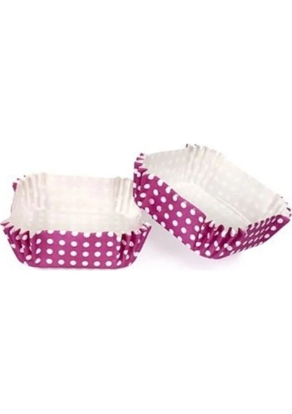 Pet Kapsül 80*80 mm Kağıt Cupcake Kağıdı Kare - 100 Adet Puantiyeli Mor modelleri