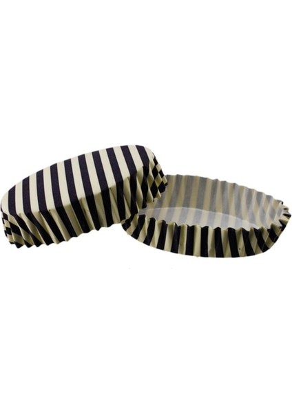 Cupcake Kalıbı Pet Kapsül Oval Kreme Mor Cizgili Kek Kalıbı - 100'LÜ F11 2x8.5x4.6 cm