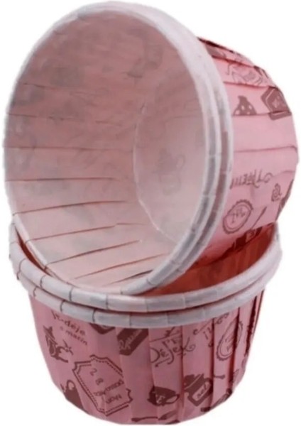 Depposıte Cupcake Kalıbı Büyük Boy 62*40MM Desenli - 50'li Pembe Mutfak Desenli modelleri