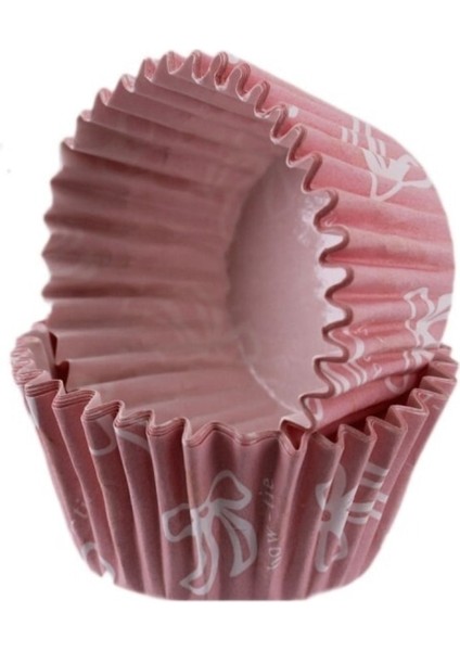 Cupcake Kalıbı Pet Kapsül Kek KALIBI48X34 mm - 100 Adet Fiyonklu Pembe