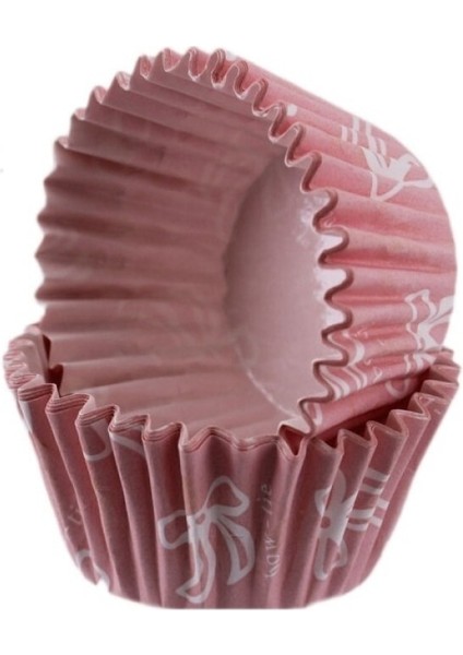 Cupcake Kalıbı Pet Kapsül Kek KALIBI48X34 mm - 100 Adet Fiyonklu Pembe modelleri