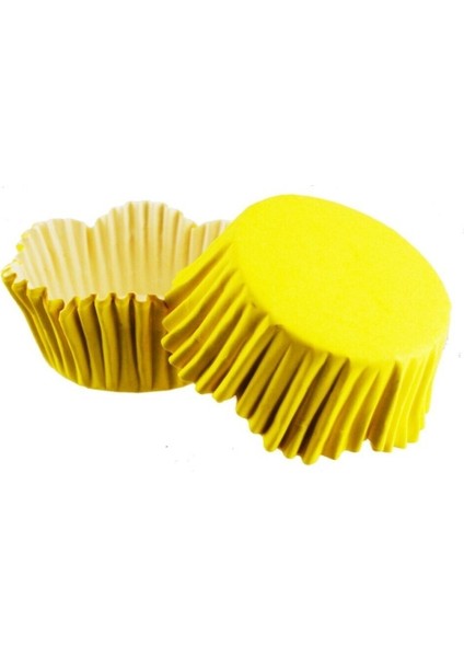 Vıp Cupcake Kalıbı Pet Kapsül Dalgalı Kek Kalıbı 65X38 mm - 100'LÜ Sarı 3.8x6.5 cm