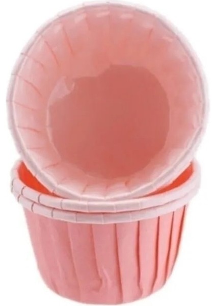 Cupcake Kalıbı Pet Kapsül Dalgalı Kek Kalıbı 65X38 mm - 100'LÜ Beyaza Kırmızı Kalp Desenli 3.8 cm