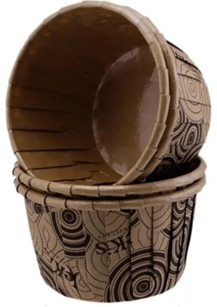 Depposıte Cupcake Kalıbı Büyük Boy 62*40MM Desenli - 50'li Kahve Renk Yuvark Desenli