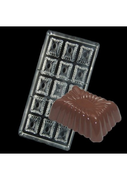 Polikarbon Çikolata Kalıbı Dikdörtgen Motifli 3X4X1,5 cm