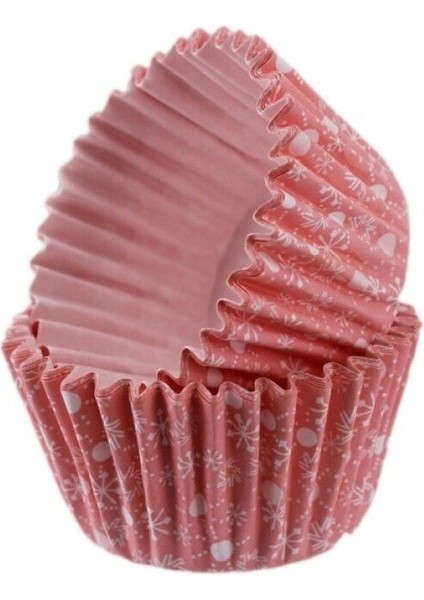 Vıp Cupcake Kalıbı Pet Kapsül Kek KALIBI48X34 mm - 100 Adet Kar Desenli Pembe modelleri