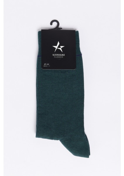 ALTINYILDIZ CLASSICS Erkek Yeşil-Lacivert Desenli Bambulu Soket Çorap