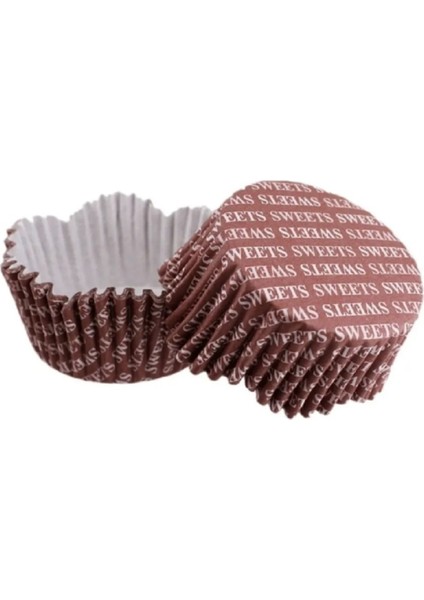 Cupcake Kalıbı Pet Kapsül Dalgalı Sweets Yazılı Kek Kalıbı 65X38 mm - 100'LÜ 3.8 cm