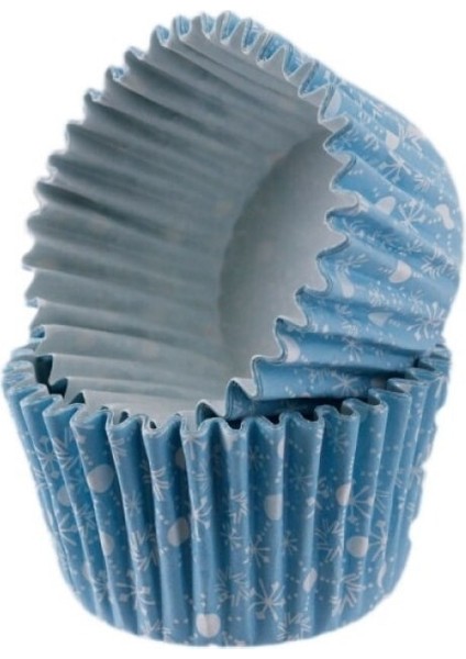 Cupcake Kalıbı Pet Kapsül Kek KALIBI48X34 mm - 100 Adet Kar Desenli Mavi fiyatları