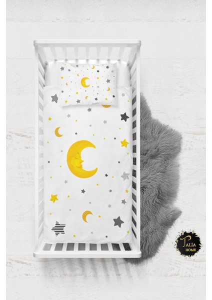 Ay Yıldız Desenli Bebek Nevresim Takımı Çarşaflı TLABN-022