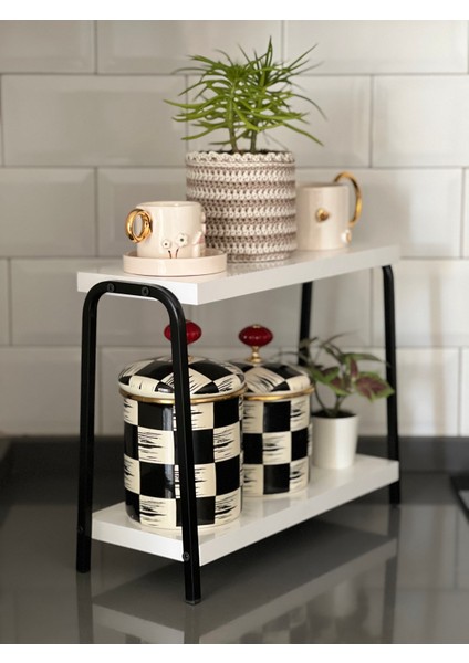 Mutfak Raf Beyaz Tezgah Üstü Raf Kahve Köşesi Raf Banyo Raf Baharatlık