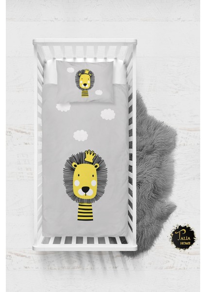 Aslan Kral Desenli Bebek Nevresim Takımı Çarşaflı TLABN-094