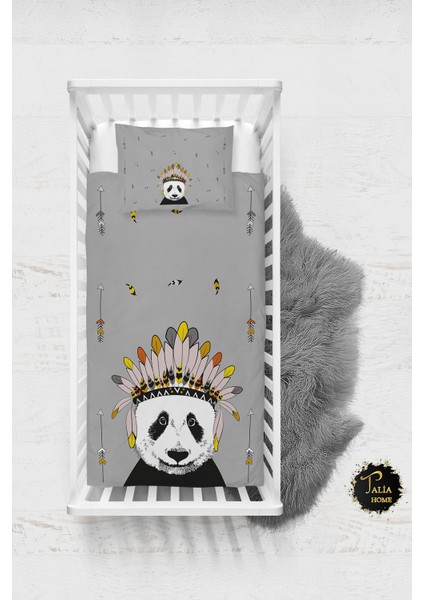 Panda Desenli Bebek Nevresim Takımı Çarşaflı TLABN-101