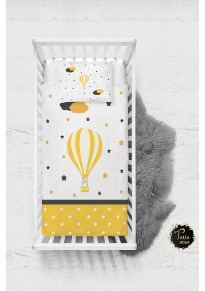 Sarı Uçan Balon Bebek Nevresim Takımı Çarşaflı TLABN-127