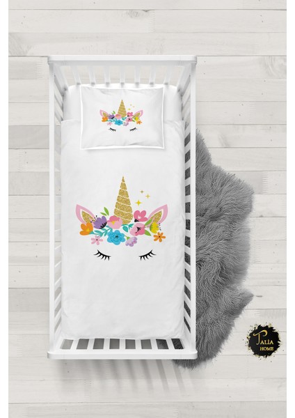 Unicornlu Bebek Nevresim Takımı Çarşaflı TLABN-241