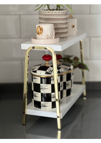 Mutfak Raf Gold Beyaz Tezgah Üstü Raf Kahve Köşesi Raf Banyo Raf Baharatlık modelleri