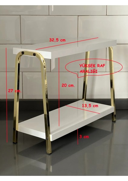 Mutfak Raf Gold Beyaz Tezgah Üstü Raf Kahve Köşesi Raf Banyo Raf Baharatlık fırsatları