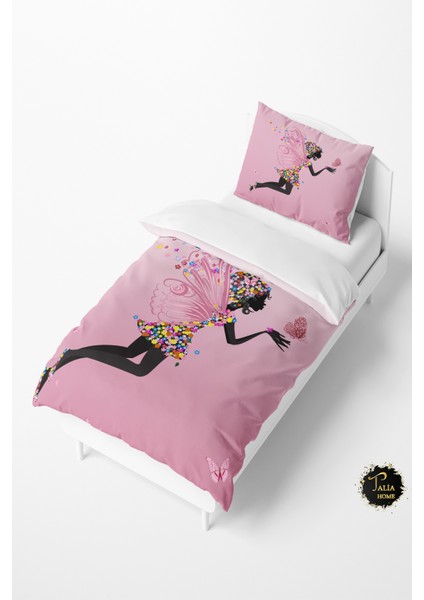 Pembe Kelebek Kız Desenli Bebek ve Çocuk Nevresim Takımı TLAN-063