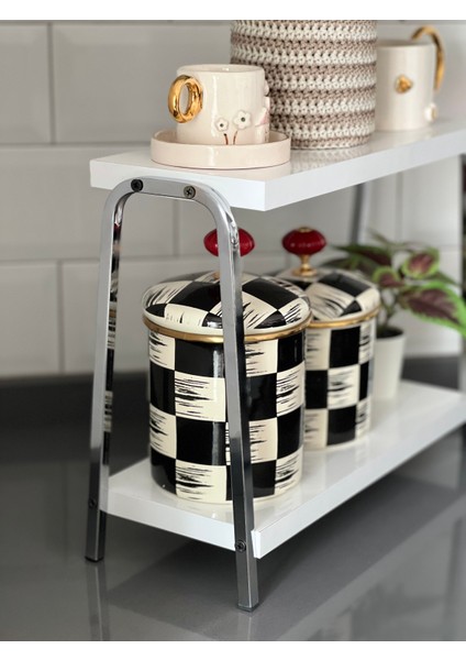 Mutfak Raf Krom Beyaz Tezgah Üstü Raf Kahve Köşesi Raf Banyo Raf Baharatlık modelleri