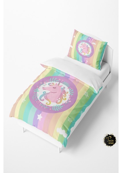 Çok Renkli Unicorn Desen Bebek ve Çocuk Nevresim Takımı TLAN-121