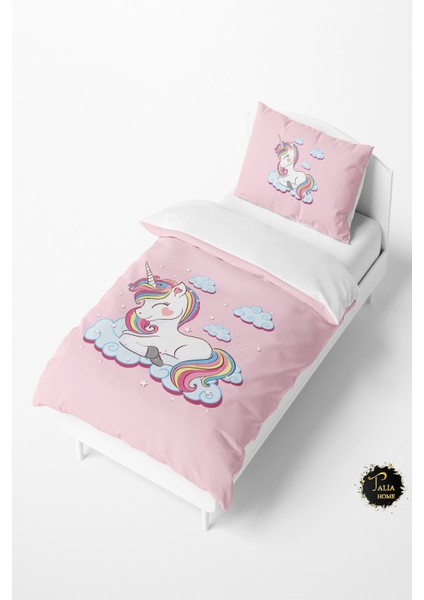 Pembe Unicorn Desenli Bebek ve Çocuk Nevresim Takımı TLAN-060