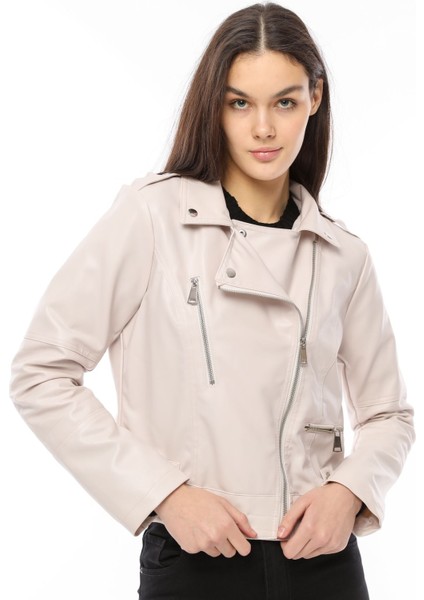 Dar Kesim Deri Ceket - Krem 38 fiyatları