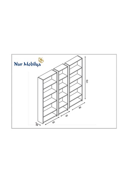 Nur Mobilya 3'lü Kitaplık Seti Beyaz