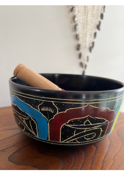 3 Renk Motifli Tibet Meditasyon Çanağı/meditasyon Kasesi (Singing Bowl) - 19 cm Çap fiyatları
