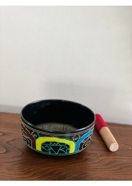 3 Renk Motifli Tibet Meditasyon Çanağı/meditasyon Kasesi (Singing Bowl) - 19 cm Çap fırsatları