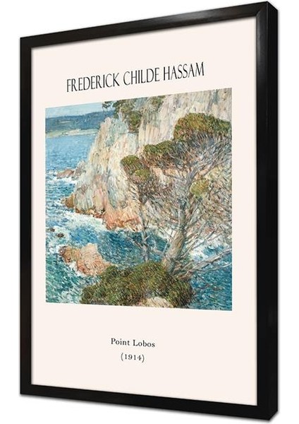 Frederick Childe Hassam Manzara Eserleri Üçlü Çerçeveli Mdf Tablo Seti